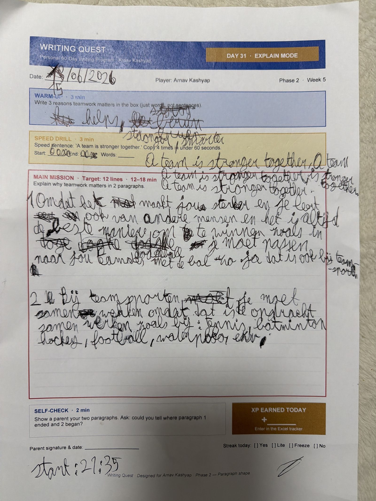 Arnav's Day 31 worksheet — Explain Mode