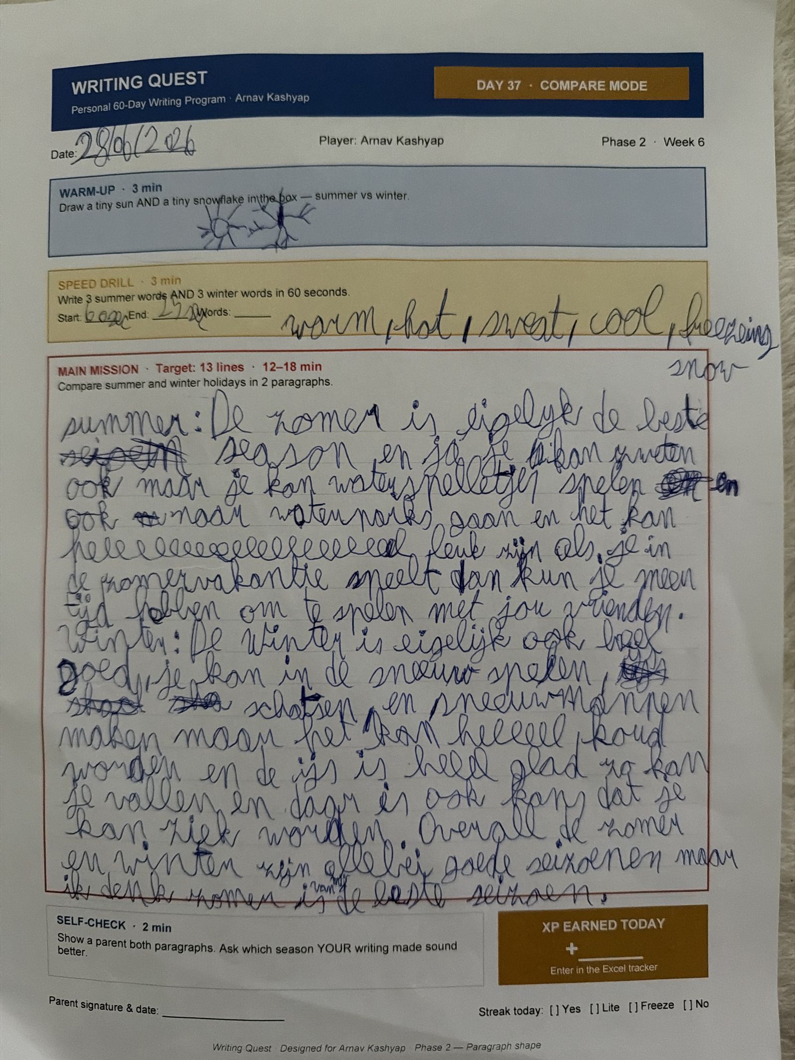 Arnav's Day 37 worksheet — Compare Mode